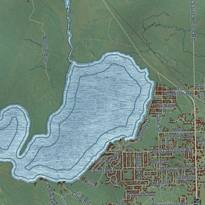 Close-up of the map of Richfield, Roscommon County, Michigan print showing street and building detail