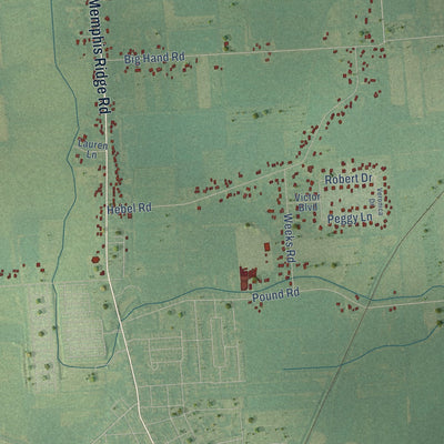 Close-up of the map of Richmond, Macomb County, Michigan print showing street and building detail