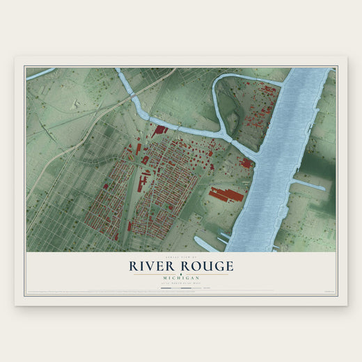 River Rouge, Michigan map print, the full design