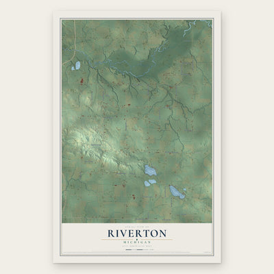 Riverton, Michigan map print, the full design