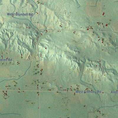 Close-up of the map of Riverton, Michigan print showing street and building detail
