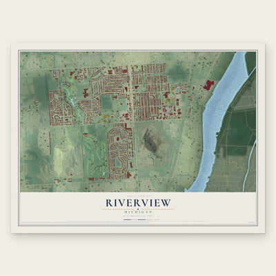 Riverview, Michigan map print, the full design