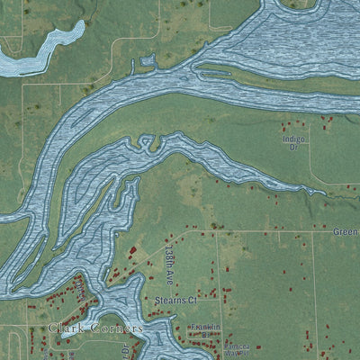 Close-up of the map of Robinson, Michigan print showing street and building detail