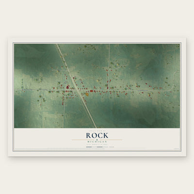 Rock, Michigan map print, the full design