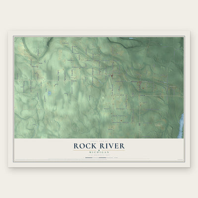 Rock River, Michigan map print, the full design