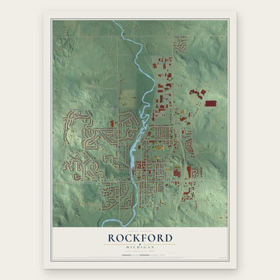 Rockford, Michigan map print, the full design