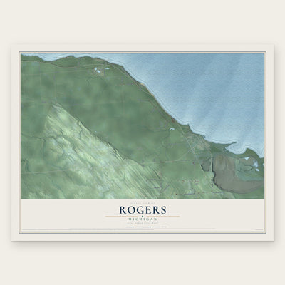 Rogers, Michigan map print, the full design