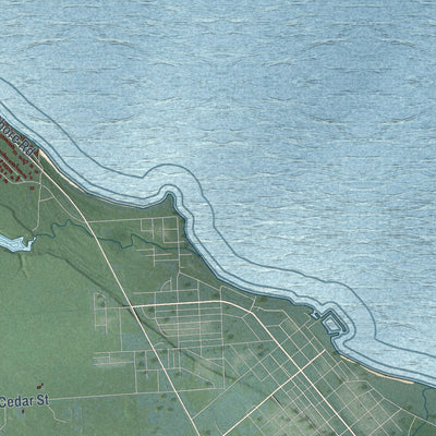 Close-up of the map of Rogers, Michigan print showing street and building detail