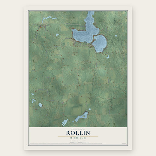Rollin, Michigan map print, the full design