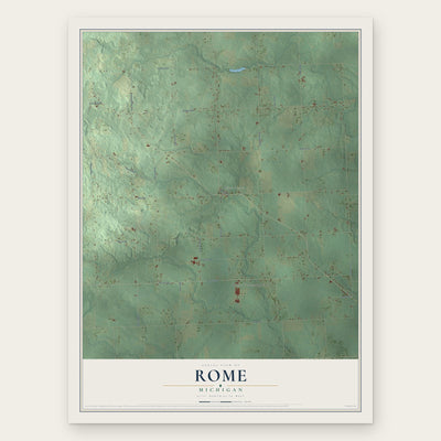 Rome, Michigan map print, the full design