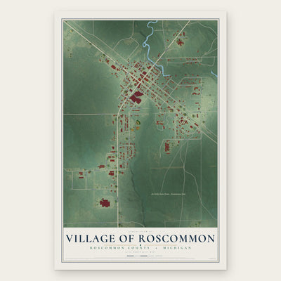 Roscommon, Michigan map print, the full design