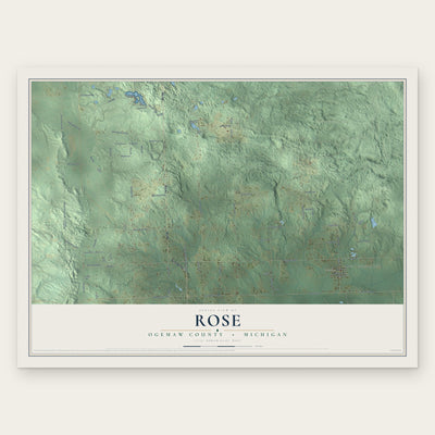 Rose, Ogemaw County, Michigan map print, the full design
