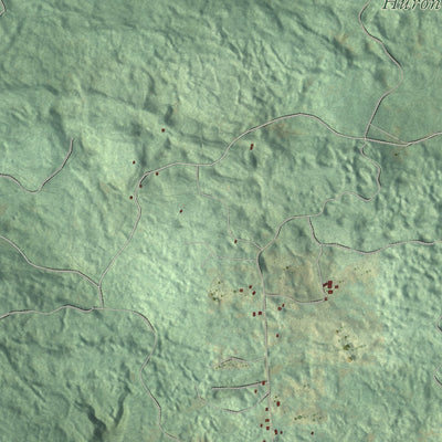 Close-up of the map of Rose, Ogemaw County, Michigan print showing street and building detail