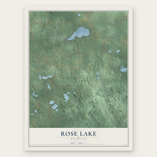 Rose Lake, Michigan map print, the full design