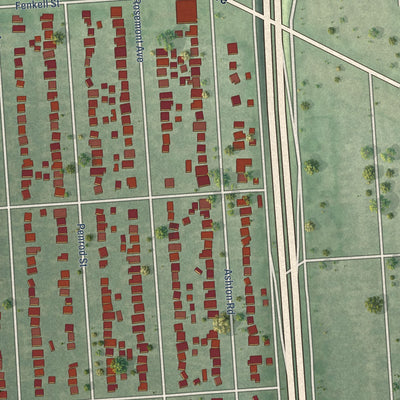 Close-up of the map of Rosedale Park, Michigan print showing street and building detail
