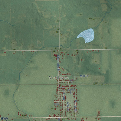 Close-up of the map of Roxand, Michigan print showing street and building detail