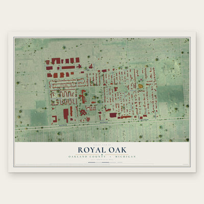Royal Oak, Oakland County, Michigan map print, the full design