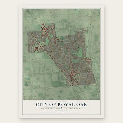 Royal Oak, Michigan map print, the full design