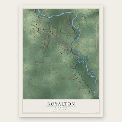 Royalton, Michigan map print, the full design