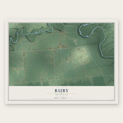 Ruby, Michigan map print, the full design
