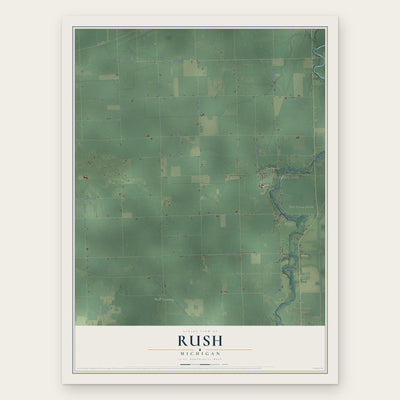 Rush, Michigan map print, the full design