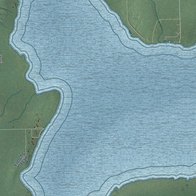 Close-up of the map of Rust, Michigan print showing street and building detail