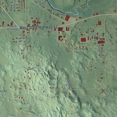 Close-up of the map of Rutland, Michigan print showing street and building detail