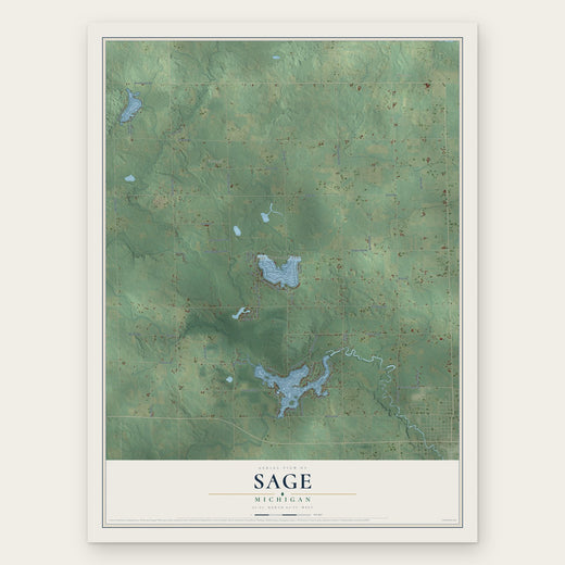 Sage, Michigan map print, the full design