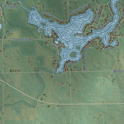 Close-up of the map of Sage, Michigan print showing street and building detail