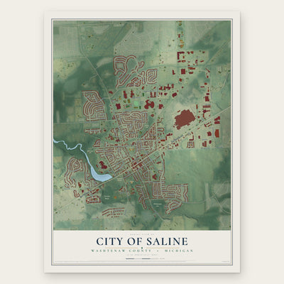 Saline, Michigan map print, the full design