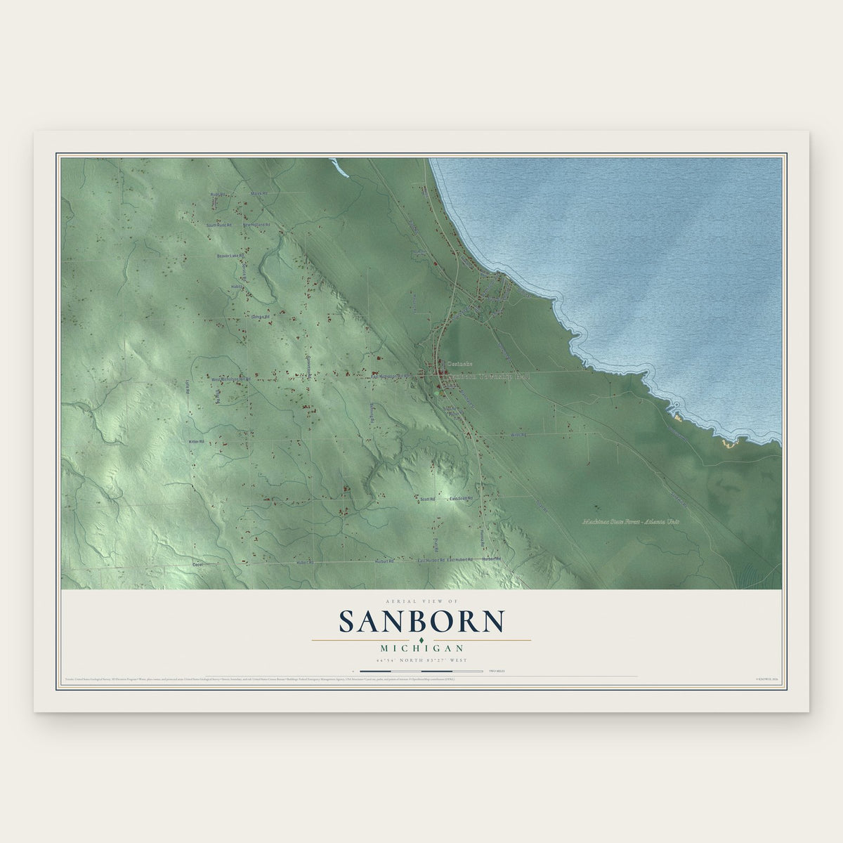 Sanborn, Michigan map print, the full design