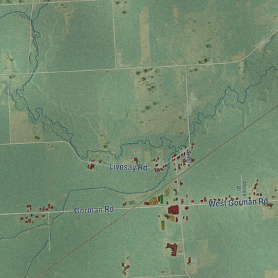 Close-up of the map of Sand Creek, Michigan print showing street and building detail