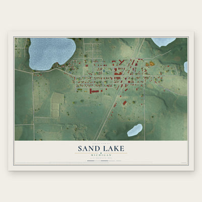 Sand Lake, Michigan map print, the full design