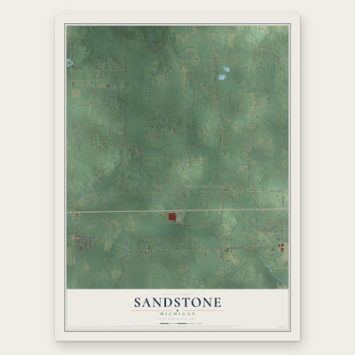 Sandstone, Michigan map print, the full design