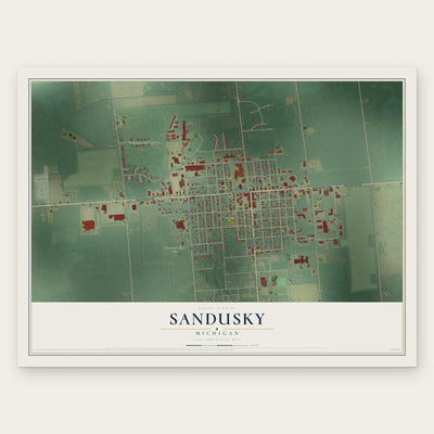 Sandusky, Michigan map print, the full design