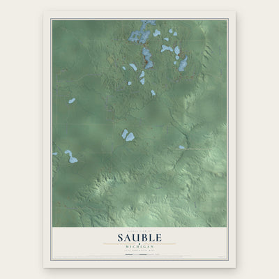 Sauble, Michigan map print, the full design