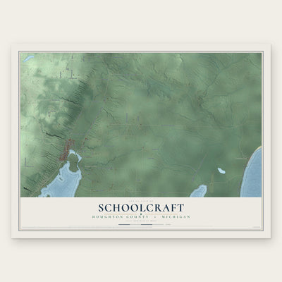 Schoolcraft, Houghton County, Michigan map print, the full design