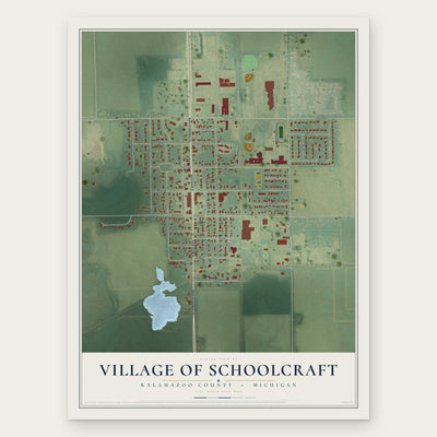 Schoolcraft, Michigan map print, the full design