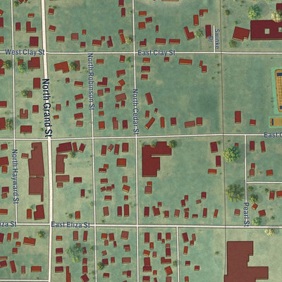 Close-up of the map of Schoolcraft, Michigan print showing street and building detail