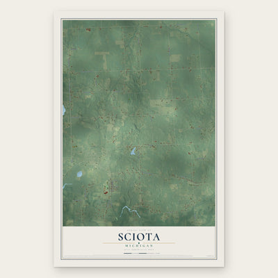 Sciota, Michigan map print, the full design