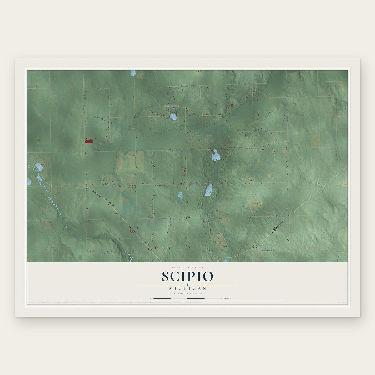 Scipio, Michigan map print, the full design