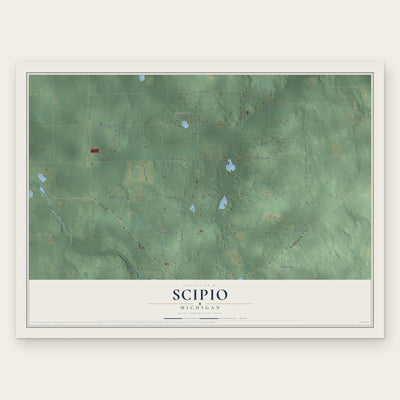 Scipio, Michigan map print, the full design