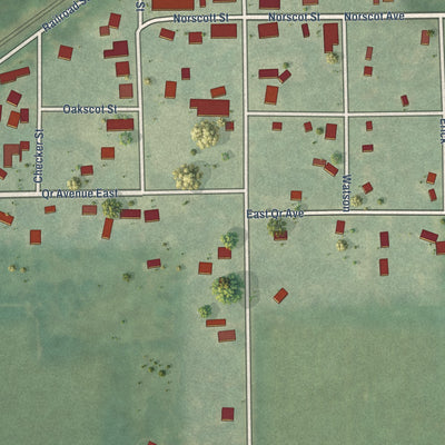 Close-up of the map of Scotts, Michigan print showing street and building detail