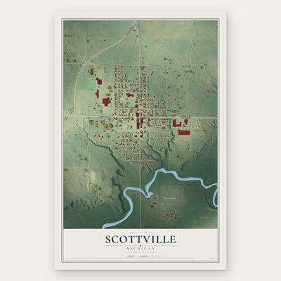 Scottville, Michigan map print, the full design