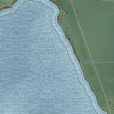 Close-up of the map of Selma, Michigan print showing street and building detail