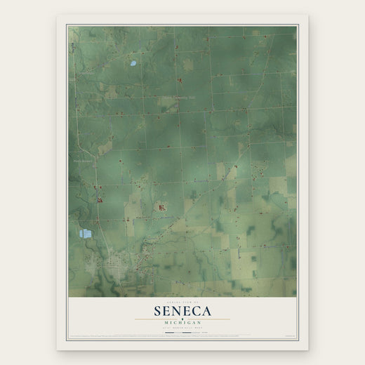 Seneca, Michigan map print, the full design