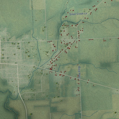 Close-up of the map of Seneca, Michigan print showing street and building detail