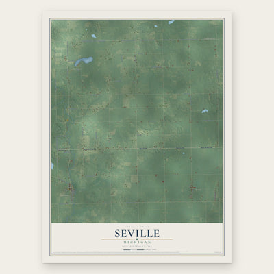 Seville, Michigan map print, the full design