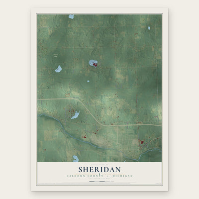 Sheridan, Calhoun County, Michigan map print, the full design