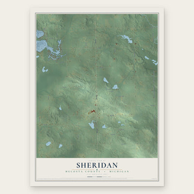 Sheridan, Mecosta County, Michigan map print, the full design